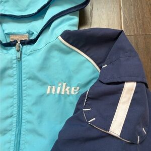 Nike Toddler 4T Aqua Blue Hooded Zip Up Windbreaker Jacket Mid 2000s Unisex